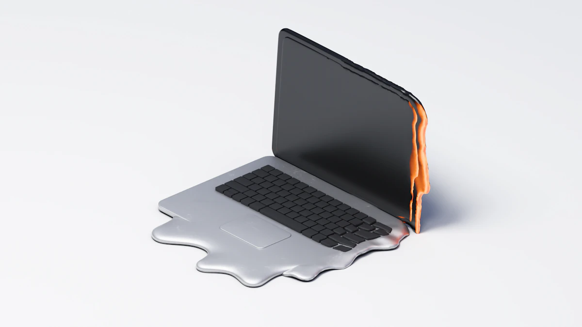 Illustration eines überhitzten Laptops - Sinnbild für thermische Überlastung.